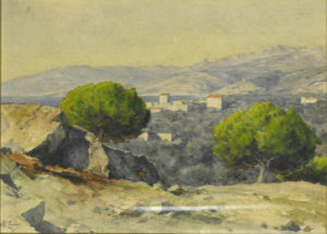 Aquarelle de Henri Zuber - Vue de Menton