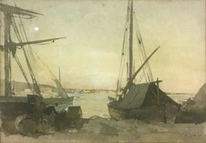 Marine, aquarelle de Henri Zuber