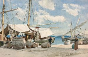 Sur le port - Aquarelle de Henri Zuber