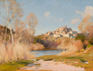 reproduction de l'huile de Henri Zuber - Vue d'Auribeau-sur-Siagne Vue d'Auribeau-sur-Siagne