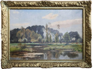 Aquarelle d'henri Zuber. Quai animé et péniche. Le quai d'Orsay La Rivière, huile sur toile de Henri Zuber