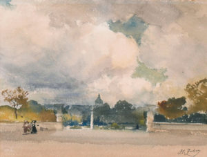 reproduction de l'huile de Henri Zuber - Versailles - grand bassin